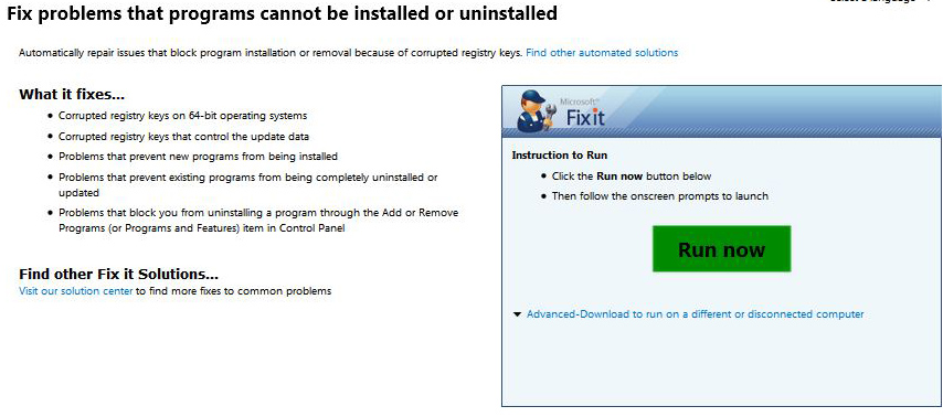 Fix It Program Install Uninstall