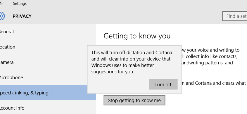 Windows 10’s Privacy Control Settings