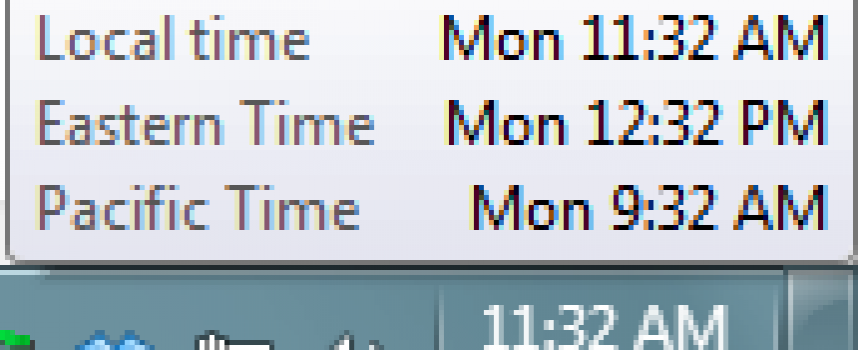 Windows Clocks in Three Time Zones