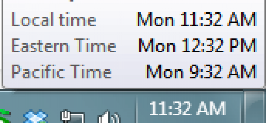 Windows Clocks in Three Time Zones